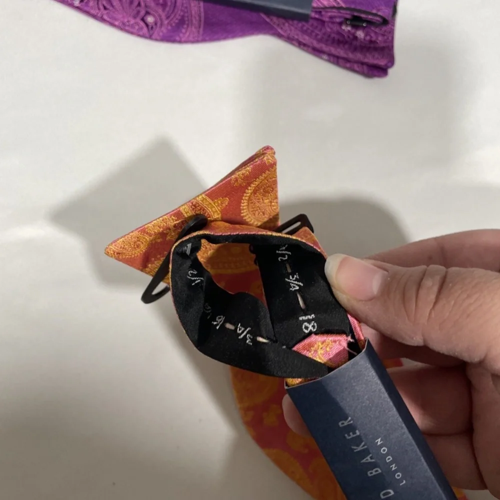 NWT $160 Ted Baker London 2pc Men Preakness Paisley Silk Bow Tie in Pink & Berry